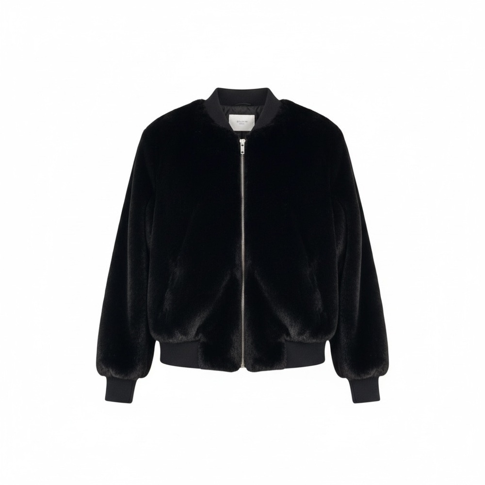 JUST Female Soft Black Faux Fur Bomber Woman’s Size XS - Picture 4 of 8